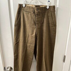 1940s Vintage High Waisted Menswear Wool Trousers